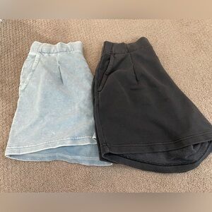 [LOT of 2] Aerie Grayish/Black & Light Denim colored shorts, size S